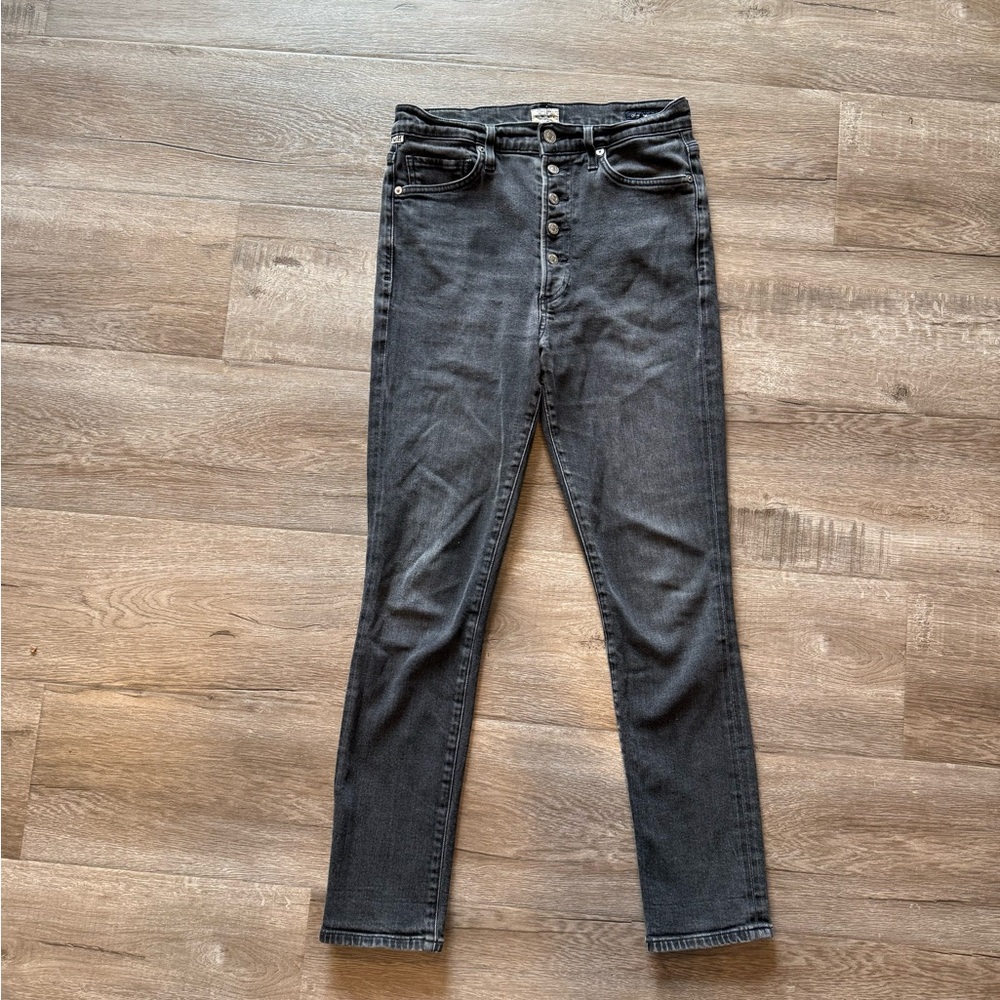 Citizens of Humanity Black Button-Fly slim ankle Jeans
